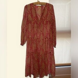 🌺✨ Matta NY Pink & Cream Hand-Block Print Boho Dress Size S